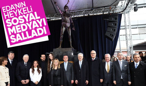 Eda Erdem'in heykeli sosyal medyada erkeğe benzetildi! Törene damga vuran konuşma