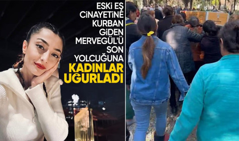 Eski eş cinayetine kurban giden Mervegül'ün tabutunu kadınlar taşıdı