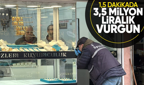 Bursa’da bir buçuk dakikada 3,5 milyonluk kuyumcu soygunu