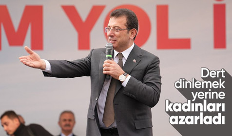 Kadınları ötekileştiren İBB Başkanına yakışan hareket! Mitinginde bir kadını azarladı