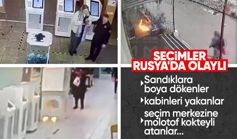 Rusya'da seçimler olaylı geçiyor! Sandıklara boya dökenler, kabinleri yakanlar, seçim merkezine molotof kokteyli atanlar...