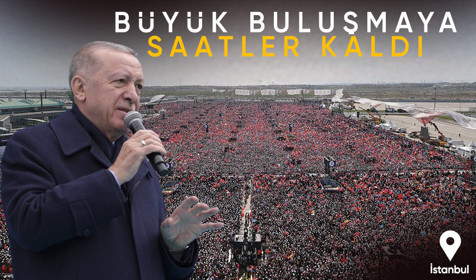 AK Parti'nin Büyük İstanbul Mitingi başladı! Cumhurbaşkanı Erdoğan helikopterle alana giriş yaptı