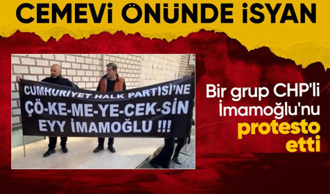 Cemevi önünde toplanan CHP'li grup Ekrem İmamoğlu'nu protesto etti