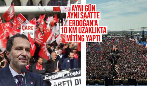 YRP Genel Başkanı Fatih Erbakan'dan Cumhurbaşkanı Erdoğan ile aynı gün aynı saatte 10 km uzaklıkta miting