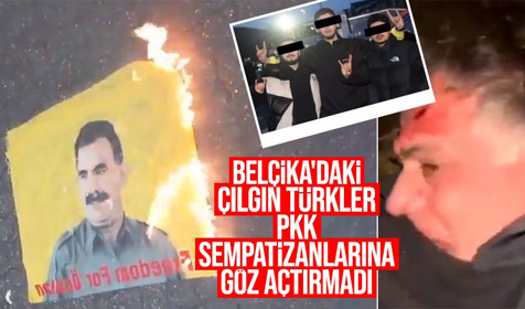 Son Dakika: Belçika'da Abdullah Öcalan posteri açıp PKK propagandası yapan şahıslara Türk vatandaştan tepki