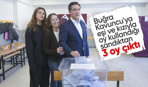 İYİ Parti'nin İBB adayı Buğra Kavuncu'ya eşi ve kızıyla oy kullandığı sandıktan 3 oy çıktı