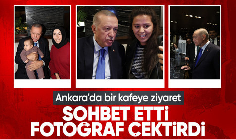 Cumhurbaşkanı Erdoğan Ankara'da bir kafede vatandaşlarla sohbet etti