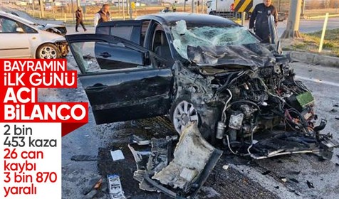 Son dakika! Bayramın ilk günü acı bilanço🚨: 2 bin 453 kaza, 26 can kaybı, 3 bin 870 yaralı🚗💥
