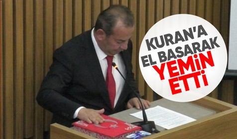 CHP’li Tanju Özcan, yeni döneme Kur’an-ı Kerim’e el basıp yemin ederek başladı