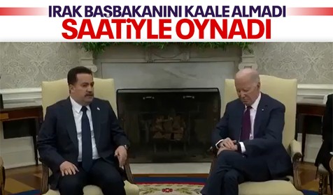 ABD Başkanı Biden, Irak Başbakanı konuşurken saatiyle oynadı