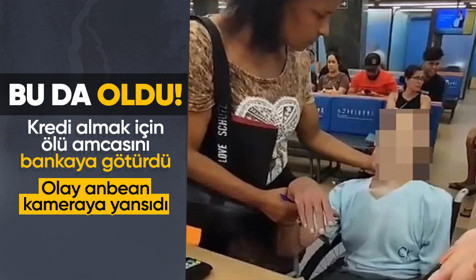 Kredi alabilmek için ölü amcasını bankaya götürdüğü anlar kameraya yansıdı: Gerçek polisin gelmesi ile ortaya çıktı