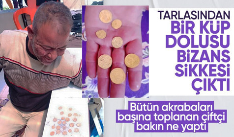 Hatay'da bahçesini çapalayan çiftçi içi Bizans sikkesi ile dolu küp buldu