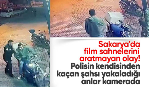 Sakarya'da polis kendisinden kaçan şahsı motokurye ile yakaladı