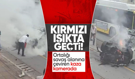 Mersin'de kırmızı ışıkta geçen otomobil ortalığı savaş alanına çevirdi