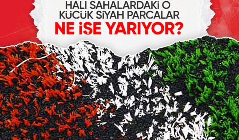 Halı sahalarda çimlerin arasında bulunan küçük siyah parçalar, sakatlıkları önlüyor