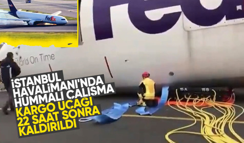 İstanbul Havalimanı'nda gövdesi üzerine inen uçak kaldırıldı