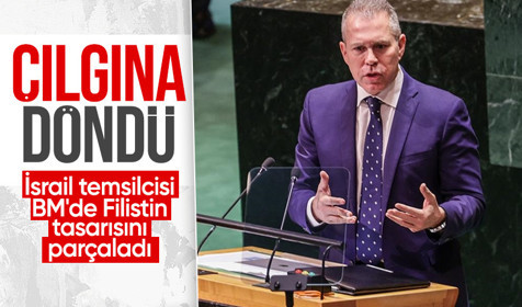 İsrail temsilcisi Gilad Erdan BM kürsüsünde Filistin tasarısını parçaladı