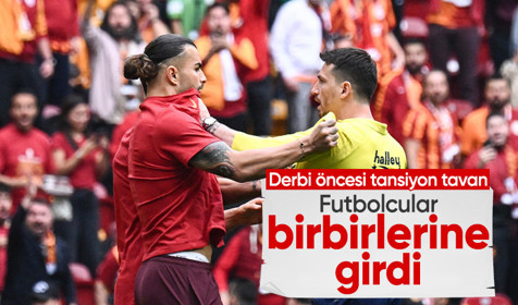 Galatasaray-Fenerbahçe derbisi öncesi saha karıştı! Futbolcular birbirine girdi