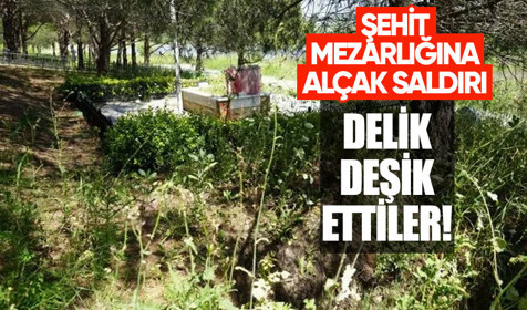 Arnavutköy'de şehit mezarına çirkin saldırı! Delik deşik ettiler
