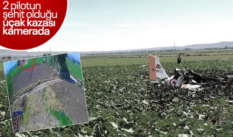 Kayseri'de düşen eğitim uçağı kamerada!