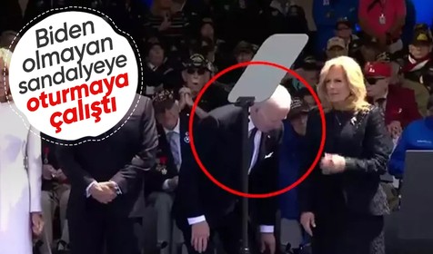 ABD Başkanı Biden, olmayan bir sandalyeye oturmaya çalıştı