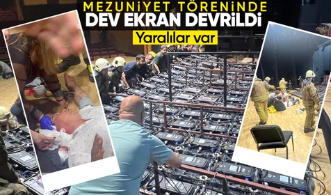 Şişli'deki konser salonunda bulunan dev ekran insanların üzerine devrildi