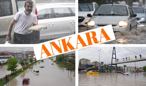 Ankara'da sağanak sele döndü! Hayat durma noktasına geldi