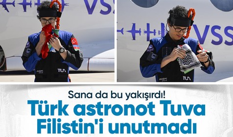 Tuva Cihangir Atasever, Türkiye ve Azerbaycan bayrağı açtı! Filistin'i de unutmadı