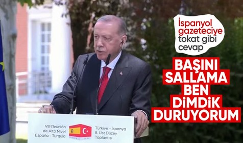 Cumhurbaşkanı Erdoğan'dan Demirtaş'ı ve Kavala'yı soran İspanyol gazeteciye: Başını sallama
