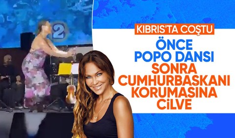Hülya Avşar Kıbrıs sahnesinde coştu! Popo dansının peşinden Cumhurbaşkanı korumasına cilve: Bu sefer buldum galiba
