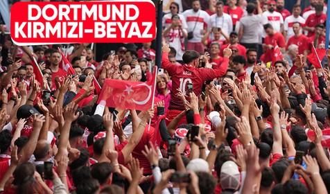 A Milli Takımımızın Gürcistan maçı öncesi Dortmund sokakları kırmızı-beyaz