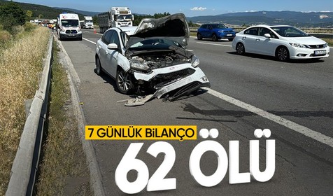 Bayram tatilinin 7 günlük kaza bilançosu: 62 ölü, 8 bin 690 yaralı