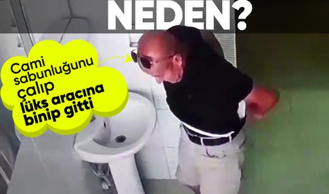 Cami tuvaletindeki sabunluğu çalıp lüks aracıyla kaçtı