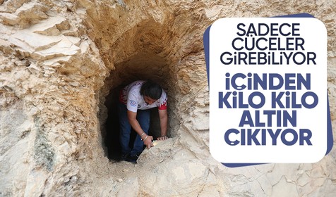 Sadece cücelerin girebildiği mağaradan altın çıkıyor