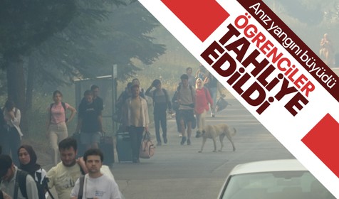 Anız yangını okula sıçrayınca öğrenciler tahliye edildi