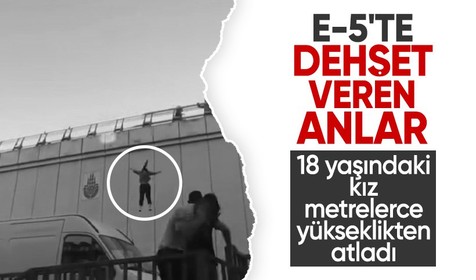 E-5 Karayolu'nda intihar girişimi! Genç kız koşarak aşağıya atladı