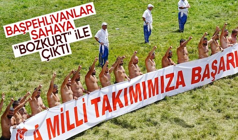 Kırkpınar Yağlı Güreşleri'nde Başpehlivanlardan "Bozkurt" işareti