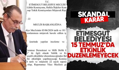 Etimesgut Belediyesi 15 Temmuz'da etkinlik düzenlemeyecek