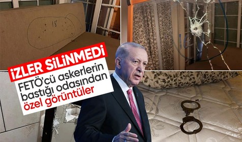 Seneler geçse de izler yerli yerinde! Cumhurbaşkanı Erdoğan'ın FETÖ'cü askerler tarafından basılan odasından özel görüntüler