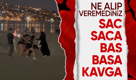 İstanbul Büyükçekmece'de kadınların saç saça baş başa kavgası kamerada