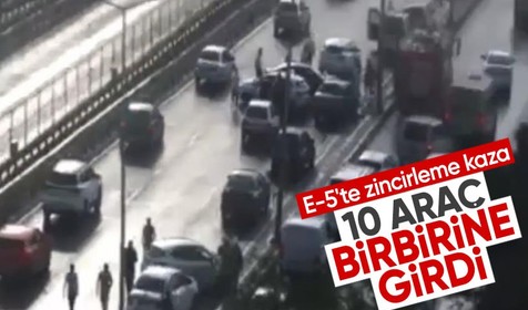 Esenyurt E-5 Karayolunda zincirleme kaza: 10 araç birbirine girdi, yaralılar var
