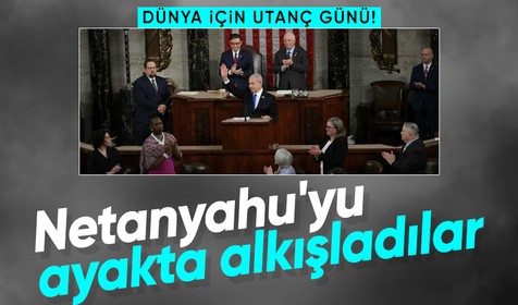 Soykırımcı Netanyahu ABD kongresinde dakikalarca ayakta alkışlandı