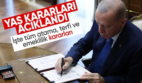 Cumhurbaşkanı Erdoğan YAŞ kararlarını imzaladı