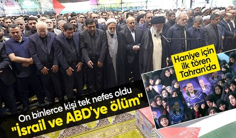 Haniye için ilk tören Tahran'da! On binlerce kişi tek nefes oldu: İsrail ve ABD'ye ölüm