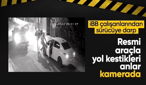 Ümraniye'de resmi araç ile yol kesen İBB çalışanları sürücüyü darp etti