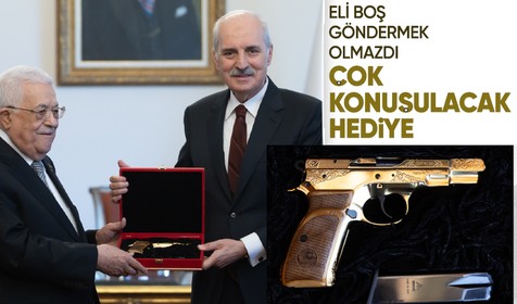 TBMM Başkanı Kurtulmuş, Filistin Devlet Başkanı Abbas'a silah hediye etti