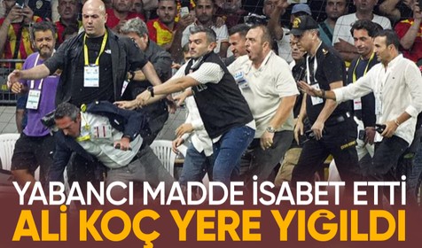 Başkanı Ali Koç'a Göztepe maçında yabancı madde isabet etti