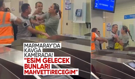 Marmaray'da kadın yolcu ile güvenlik görevleri arasındaki kavga kamerada