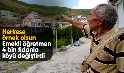 Gümüşhane'de emekli öğretmen Selahattin Bulut diktiği 4 bin fidanla köyünü yeşillendirdi