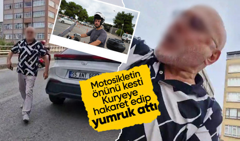 Kuryeye önce hakaret sonra yumruk: O anlar kamerada